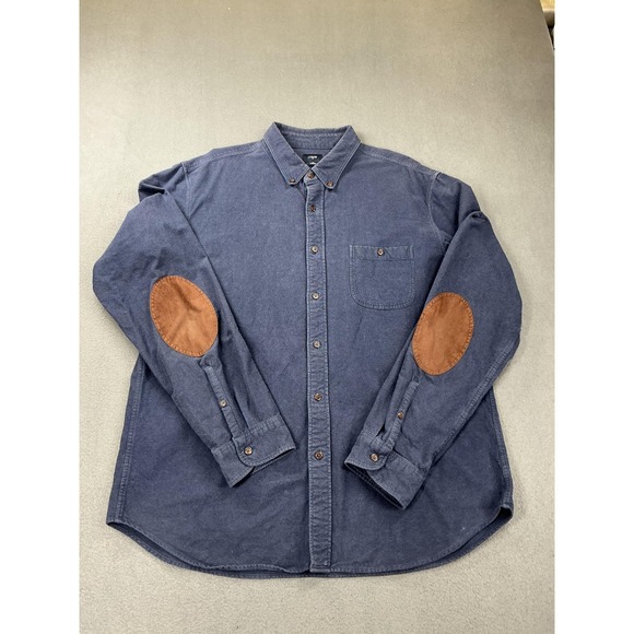 J.CREW Other - J Crew Shirt Mens XL Blue Cotton Flannel Button Down Elbow Patch preppy dad prof